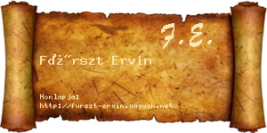 Fürszt Ervin névjegykártya